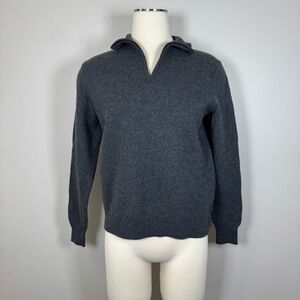 Men's Charcoal Half-Zip Crewneck Sweater wool small Unisex